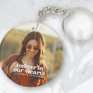 Forever in ons hart Eenvoudige foto Memorial Sleutelhanger