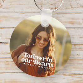 Forever in ons hart Eenvoudige foto Memorial Sleutelhanger