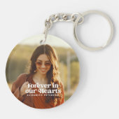 Forever in ons hart Eenvoudige foto Memorial Sleutelhanger (Achterkant)