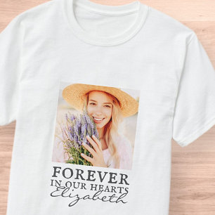 Forever in ons hart Eenvoudige foto Memorial T-shirt