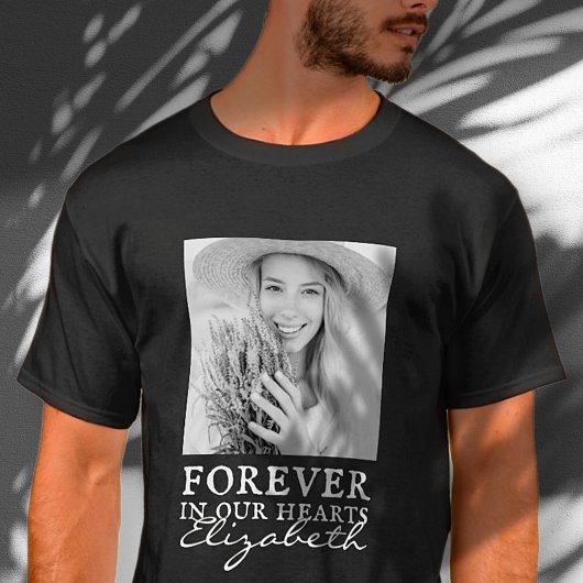 Forever in ons hart Eenvoudige foto Memorial T-shirt