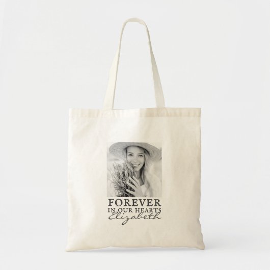 Forever in ons hart Eenvoudige foto Memorial Tote Bag (Voorkant)