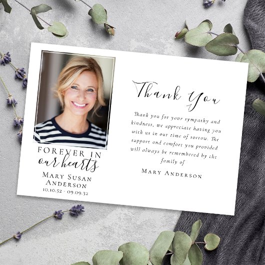 Forever in ons hart Foto begrafenis Bedankkaart