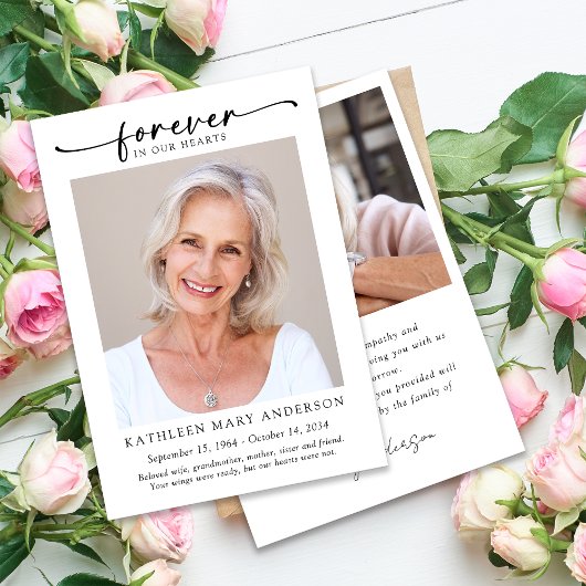 Forever in ons hart Foto begrafenis Bedankkaart