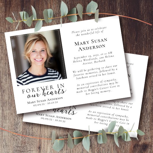 Forever in ons hart Foto begrafenis Kaart