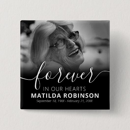 Forever in ons hart Foto Button begrafenis (Voorkant)
