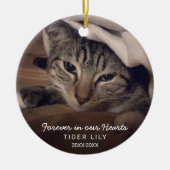 Forever in ons hart Foto Cat Pet Memorial Keramisch Ornament (Voorkant)