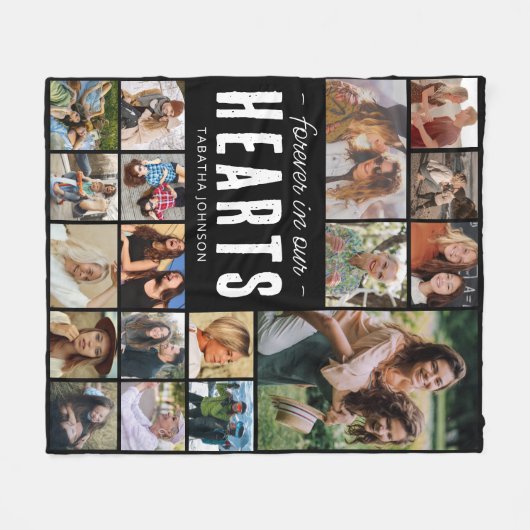 Forever in ons hart Foto Collage Memorial Fleece Deken (Voorkant (Horizontaal))