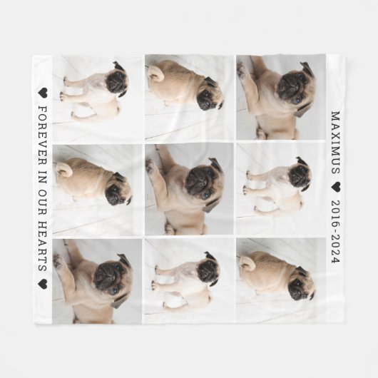 Forever in ons hart Foto Collage Memorial Fleece Deken (Voorkant (Horizontaal))