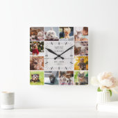 Forever in ons hart Foto Collage Pet Farmhouse Vierkante Klok (Huis)