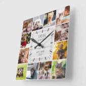 Forever in ons hart Foto Collage Pet Farmhouse Vierkante Klok (Hoek)