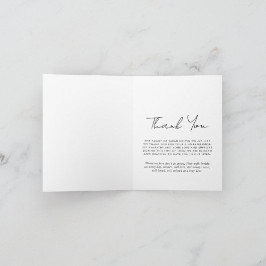 Forever in ons hart Foto Funeral Memorial Bedankkaart (Binnen)