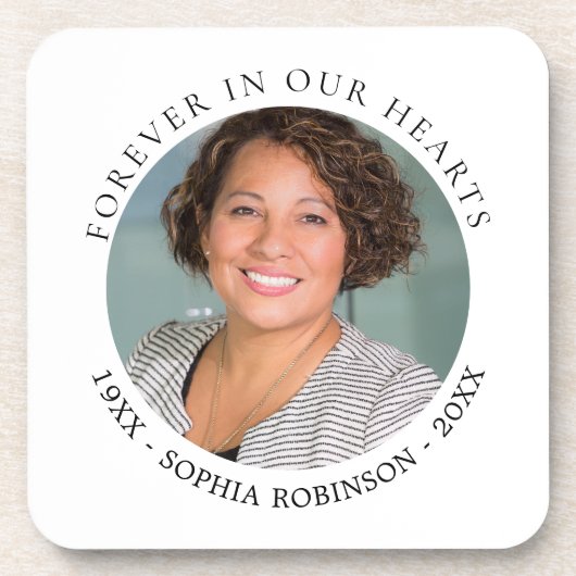 Forever in ons hart Foto Funeral Memorial Bier Onderzetter (Voorkant)