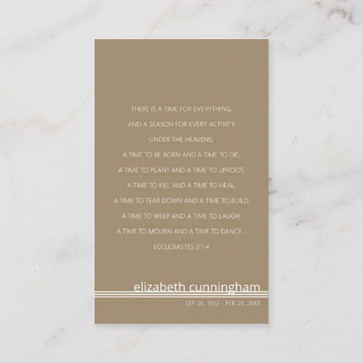 Forever in ons hart Foto funeral Memorial Card Visitekaartje (Achterkant)