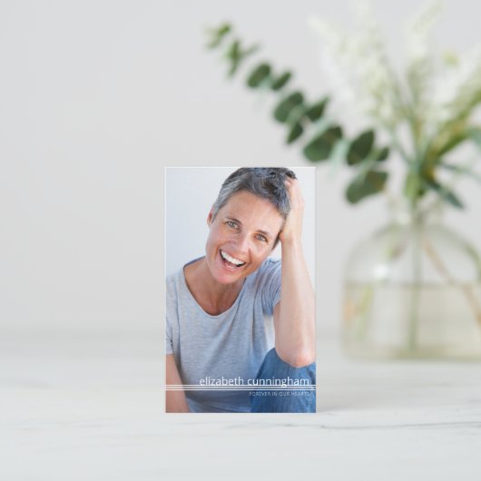 Forever in ons hart Foto funeral Memorial Card Visitekaartje (Staand voorkant)