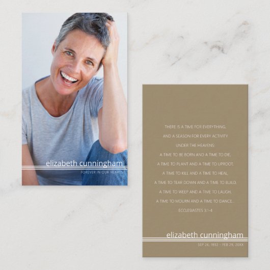 Forever in ons hart Foto funeral Memorial Card Visitekaartje (Voorkant / Achterkant)