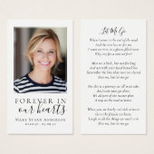 Forever in ons hart Foto Funeral Memorial Kaart (Voorkant /achterkant)