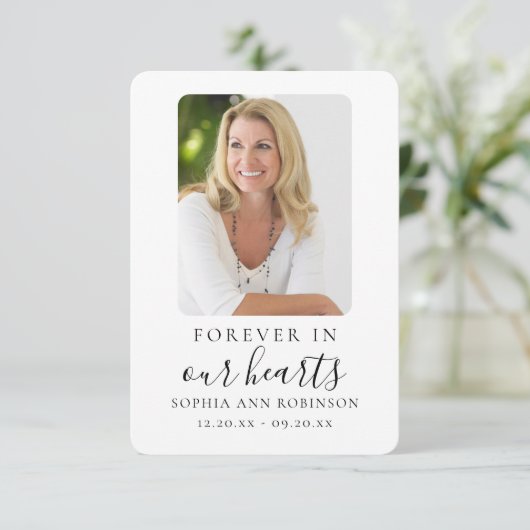 Forever in ons hart Foto Funeral Memorial Kaart (Staand voorkant)