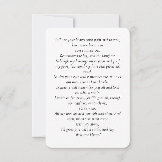 Forever in ons hart Foto Funeral Memorial Kaart (Achterkant)