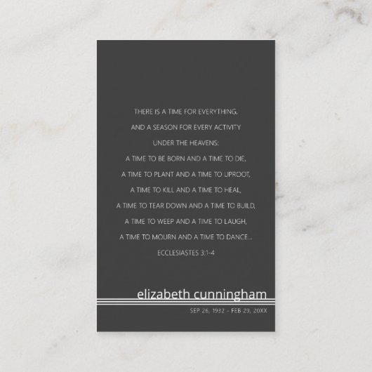 Forever in ons hart Foto Funeral Memorial Kaart Visitekaartje (Achterkant)