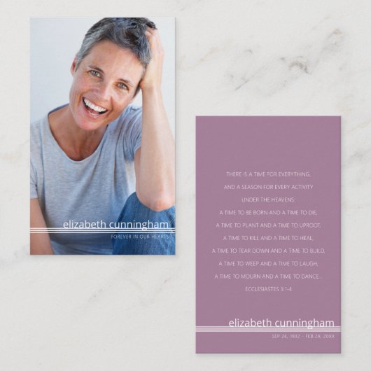 Forever in ons hart Foto Funeral Memorial Kaart Visitekaartje (Voorkant / Achterkant)