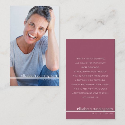 Forever in ons hart Foto Funeral Memorial Kaart Visitekaartje (Voorkant / Achterkant)