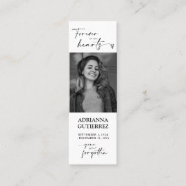 Forever in ons hart Foto Funeral Memorial Poem Mini Visitekaartje