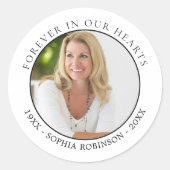 Forever in ons hart Foto Funeral Memorial Ronde Sticker (Voorkant)
