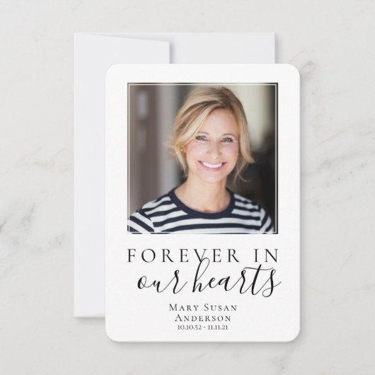 Forever in ons hart Foto Funeral Prayer Card Bedankkaart (Voorkant)