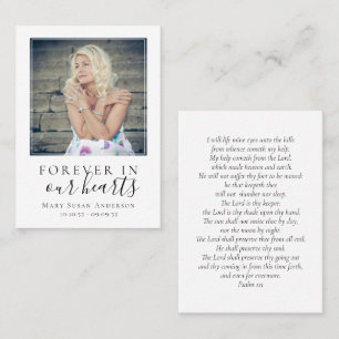 Forever in ons hart Foto Funeral Prayer Card Contactkaartje