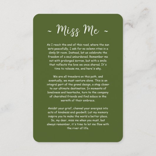 Forever in ons hart Foto Funeral Prayer Card Informatiekaartje (Achterkant)