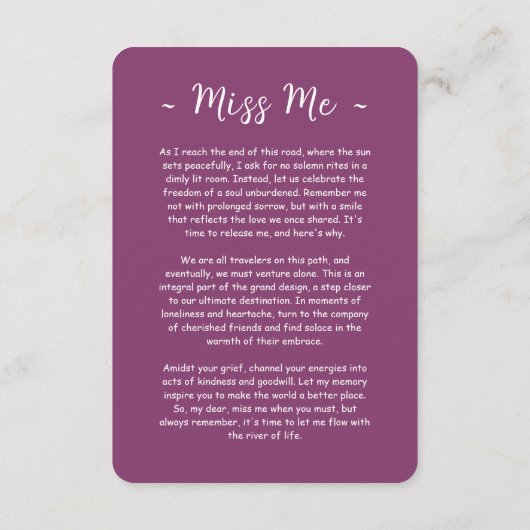 Forever in ons hart Foto Funeral Prayer Card Informatiekaartje (Achterkant)