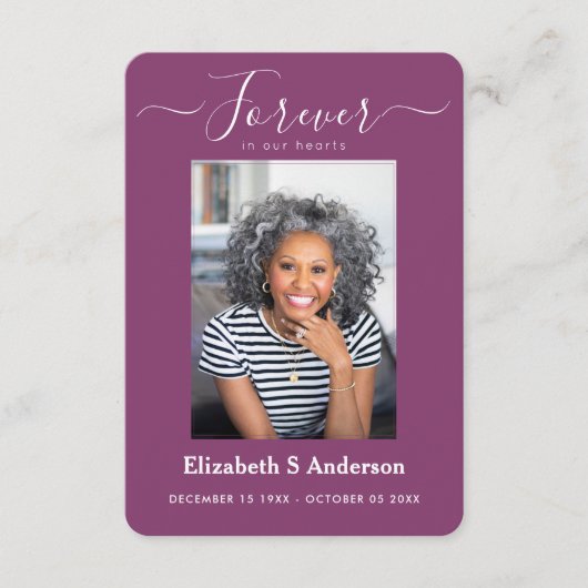 Forever in ons hart Foto Funeral Prayer Card Informatiekaartje (Voorkant)