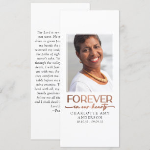 Forever in ons hart Foto Funeral Prayer Card Kaart