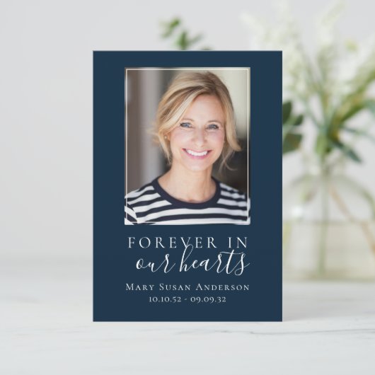 Forever in ons hart Foto Funeral Prayer Card Kaart (Staand voorkant)