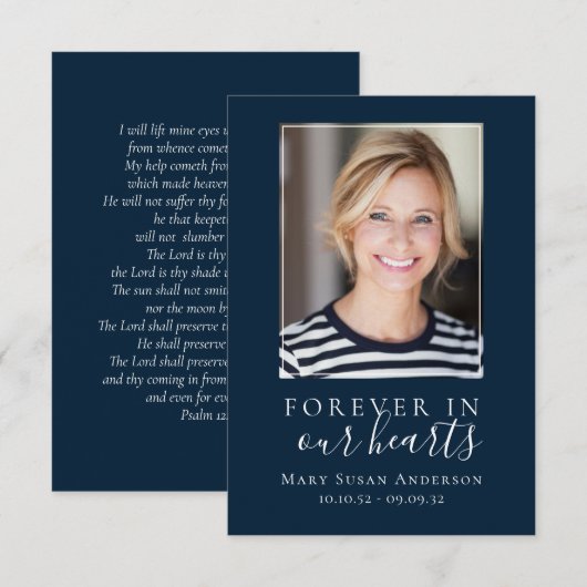 Forever in ons hart Foto Funeral Prayer Card Kaart (Voorkant / Achterkant)