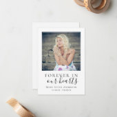 Forever in ons hart Foto Funeral Prayer Card Notitiekaartje (Voorkant / Achterkant in situ)