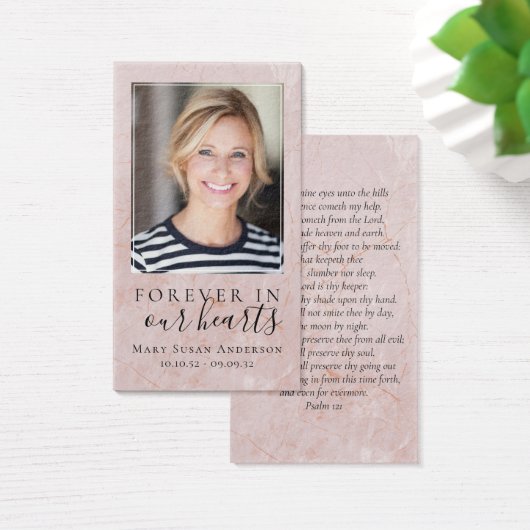 Forever in ons hart Foto Funeral Prayer Card Visitekaartje (Bureau)