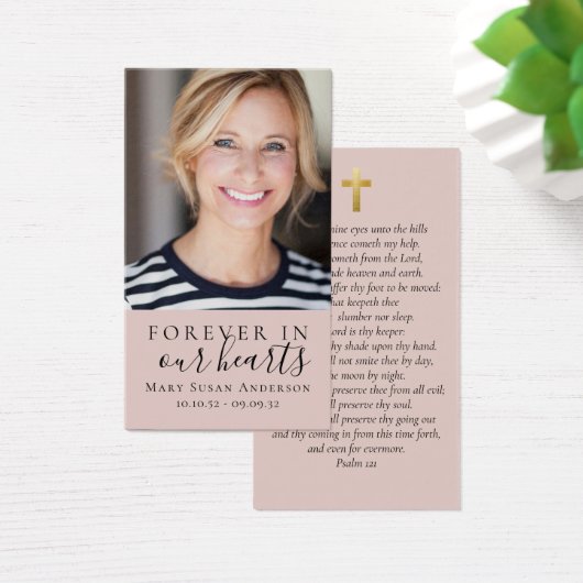 Forever in ons hart Foto Funeral Prayer Card Visitekaartje (Bureau)