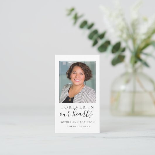 Forever in ons hart Foto Funeral Prayer Card Visitekaartje (Staand voorkant)