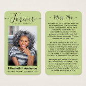 Forever in ons hart Foto Funeral Prayer Card Visitekaartje (Voorkant /achterkant)