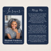 Forever in ons hart Foto Funeral Prayer Card Visitekaartje (Voorkant /achterkant)