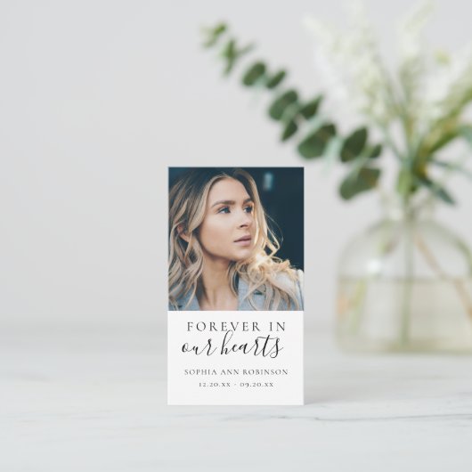 Forever in ons hart Foto Funeral Prayer Card Visitekaartje (Staand voorkant)