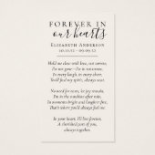 Forever in ons hart Foto Funeral Prayer Card Visitekaartje (Achterkant)