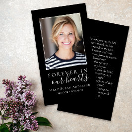 Forever in ons hart Foto Funeral Prayer Card Visitekaartje