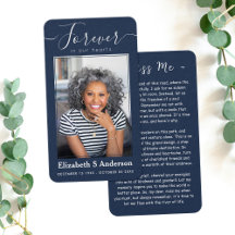 Forever in ons hart Foto Funeral Prayer Card