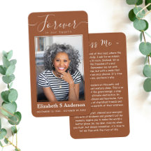 Forever in ons hart Foto Funeral Prayer Card