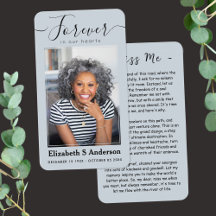 Forever in ons hart Foto Funeral Prayer Card
