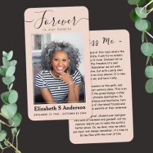 Forever in ons hart Foto Funeral Prayer Card