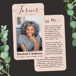 Forever in ons hart Foto Funeral Prayer Card Visitekaartje